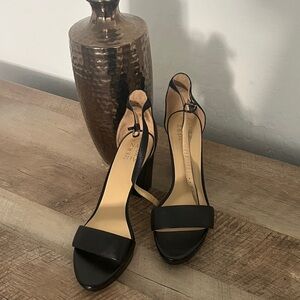 Naturalizer Black Open-Toe Ankle-Strap Block Heels